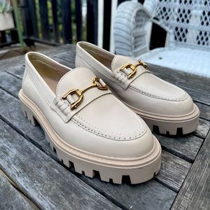 Zara Tan Leather Lug Sole Loafers, 36 (6) - Worn Once